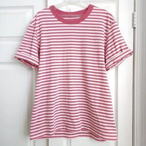 JW ANDERSON Pink and White Striped Short Sleeve Tee